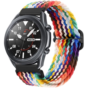 Detail of adjustable nylon braided watch strap with buckle for smartwatches
