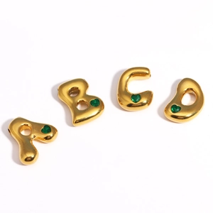 Pendentifs lettres dorées A B C D avec zircon cœur vert pour création de bijoux DIY