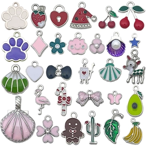 Various enamel fruit and animal alloy pendants for DIY jewelry and keychain making