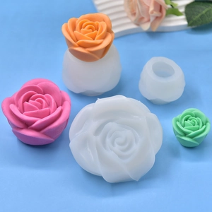 3D Rosen-Silikonform-Set für Duftkerzen und florale Kuchendekorationen aus Silikon