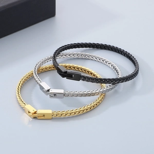 Herren Armbänder aus Titanstahl-Drachenkette in Schwarz, Silber und Goldfarben