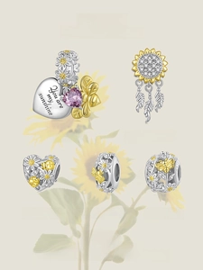 Makro-Detail von S925 Silber Gänseblümchen Biene Charms mit Gravur You Are My Sunshine