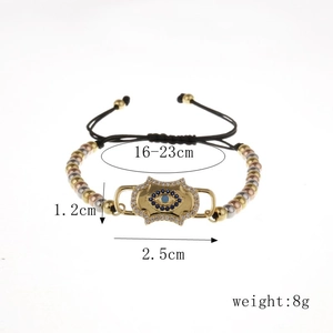 Three-color Evil Eye beaded bracelets in gold, silver and rose gold with blue eye pendant