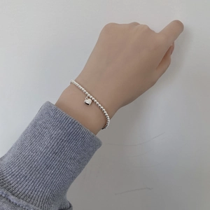 Minimalistische 925 sterling zilveren kralenarmband met hartjes hanger voor dames