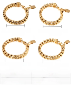 Detailed size specifications for stainless steel punk chain bracelets in various dimensions