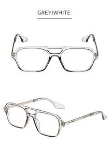 Detailed view of grey pilot sunglasses featuring a retro double bridge and metal core temples
