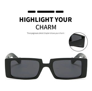 Macro detail of high-gloss hinges and structure on black rectangular retro sunglasses