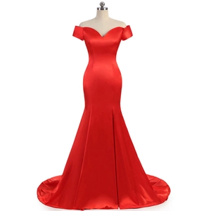 Off-The-Shoulder Satin Mermaid Evening Dress For Women Elegant Sweetheart Formal Wedding Party Gown With Train
