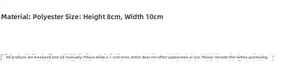 Detailed dimension guide showing the 10x8cm polyester coin pouch size and measurements