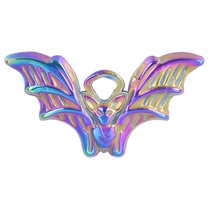 Rainbow plated 18K stainless steel bat pendant with polished finish for DIY jewelry