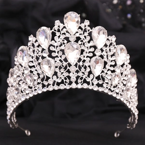 Elegant baroque bridal tiara with sparkling rhinestones and silver alloy base for weddings