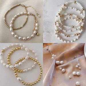 720pcs pearl and gold bead set for DIY jewelry making with bracelets and earrings