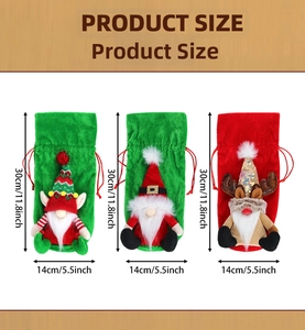 Detailed size chart for Christmas gnome and reindeer wine bottle gift bags, 30x14cm dimensions