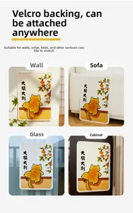 Adhesive cat scratching mat for walls and sofas with lucky orange cat artwork