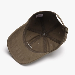Men's cotton baseball cap in olive green with adjustable metal buckle and soft top crown
