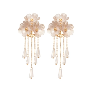 Elegante Blumenohrringe mit Silbernadel Quasten und Anhängern aus Kristallglas