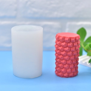 Cylindrical 3D geometric column silicone mold for handmade candles and cake mousse