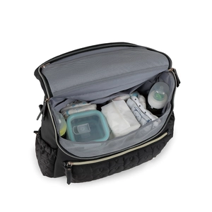 Waterproof quilted diaper bag with large capacity and multi-functional inner pockets