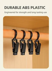 Detail of durable black ABS plastic rotating clips for organizing socks and gloves