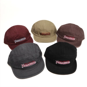 Five-panel camper hat with Tennessee embroidery in khaki, burgundy, and black colors