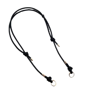 Adjustable black rope shoulder strap for handbags with elegant gold metal ring buckles