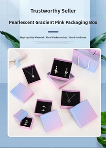 Macro shot of pearlescent gradient jewelry box with high-density foam insert and matching bag