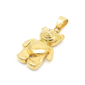Hip hop panda pendant in gold-plated stainless steel with sparkling eyes and polished finish