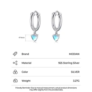 Elegante S925 Sterlingsilber Herz-Mondstein-Ohrhänger für Damen in Silberfarbe