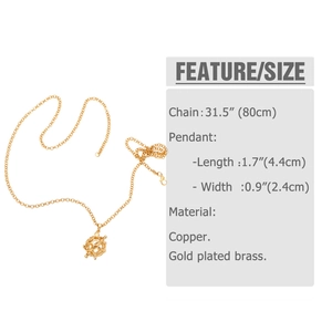 Detailansicht der Schildkröten-Aromatherapie-Kette mit 80 cm Kette und Materialangaben