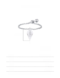 Detail specifications of 925 sterling silver chain ring with a clear zircon drop pendant