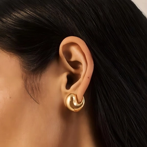 Orecchini Virgola Goccia D'acqua Astratta In Acciaio Inossidabile Placcato Oro 18K Con Earring Post Per Donna