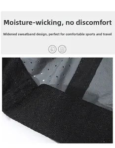 Detail of widened sweatband and breathable mesh lining inside the sun protection sport cap
