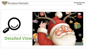 Close-up of Santa Claus sticker featuring reindeer antlers and festive gift ornaments