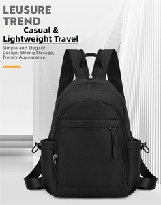 Waterproof nylon backpack for students casual daily use large capacity black stylish bag.