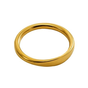 Minimalist wavy 18K gold plated stainless steel ring with a polished mirror finish surface