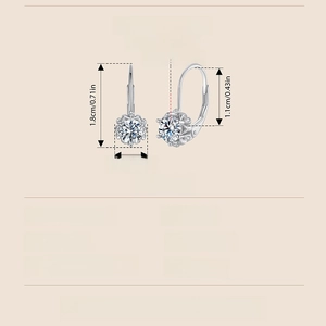 Detail view of flower bud moissanite leverback earrings in S925 sterling silver