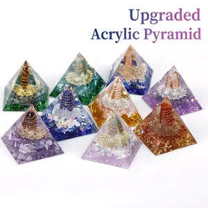Orgone Pyramid Healing Crystal Resin Energy Generator With Copper Coil For Meditation And Office Desktop Decor