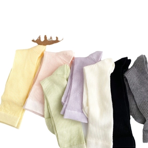 Colorful cotton mesh crew socks for women in candy colors with cute reindeer horn accents
