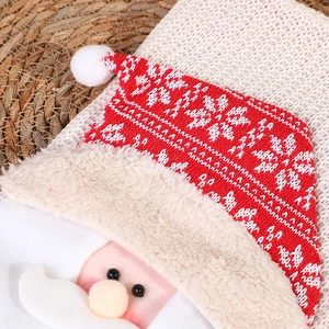 Gestrickter Weihnachtsstrumpf mit 3D-Weihnachtsmann-Motiv für Weihnachtsbaum