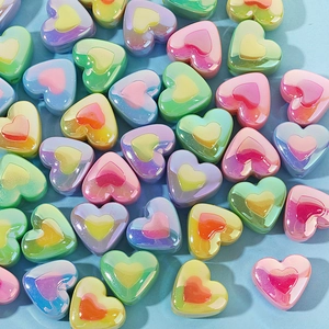 Colorful UV plated heart-shaped acrylic beads for DIY jewelry and hair ties