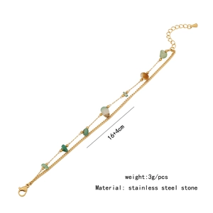 Detail view of double-layer stainless steel bracelet with natural colorful stones