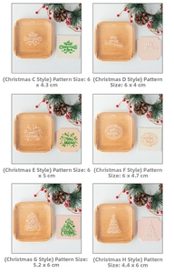 Detailansicht der 6-teiligen Holz-Backformen für Weihnachten mit festlichen Motiven