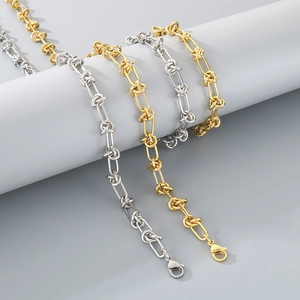 Adjustable 304 stainless steel knotted chain bracelet set in gold and silver finish
