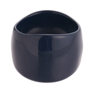 Irregular deep blue resin wide geometric bracelet with glossy polished finish