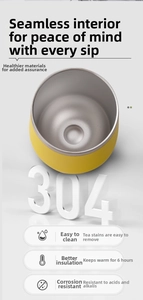Detail of 304 stainless steel seamless liner for 12oz yellow vacuum insulated egg cup