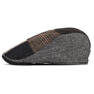 Vintage herringbone patchwork ivy cap for men and women in British retro style