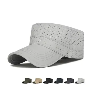 Cadet Cap Atmungsaktiv Laser Perforiert Schnelltrocknend Hut Outdoor Sonnenschutz Verstellbar Flache Form Polyester