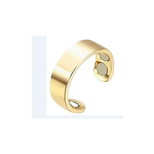 Dual magnetic snoring ring in gold finish with healing therapy magnets for wellness