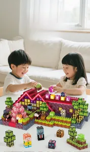 Jeu de construction pour enfants comprenant un grand hôtel coloré et des figurines