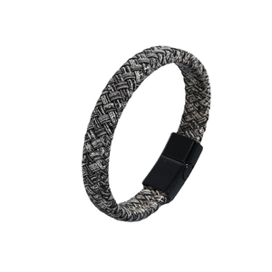 Vintage multi-layer braided leather bracelet with high-quality titanium magnetic clasp